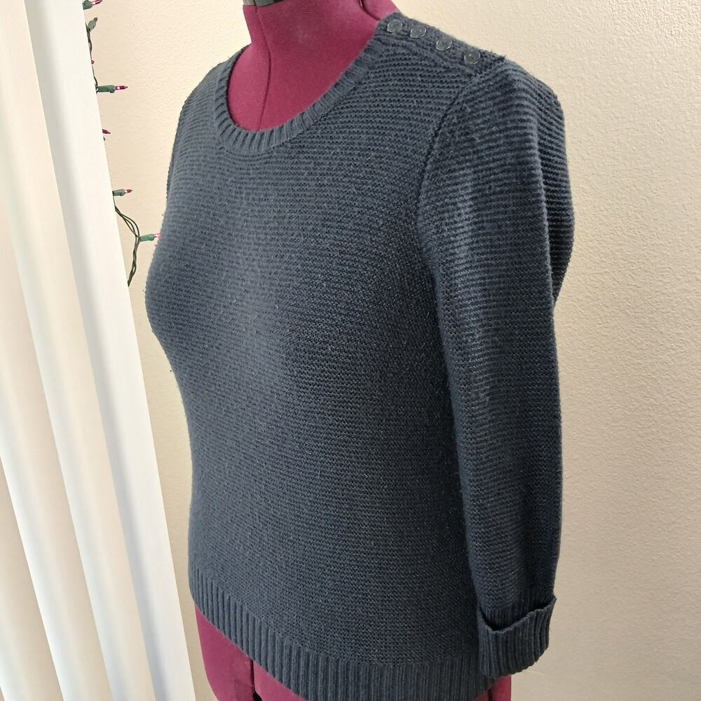 Gap Button Shoulder Pullover Sweater M Galaxy Blue 3/4 length sleeves knit wool
